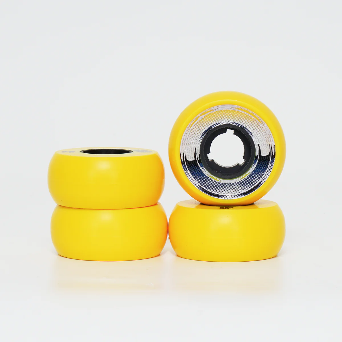 Dead 55mm / 90a Yellow Wheels - Silver Ring - Image 2