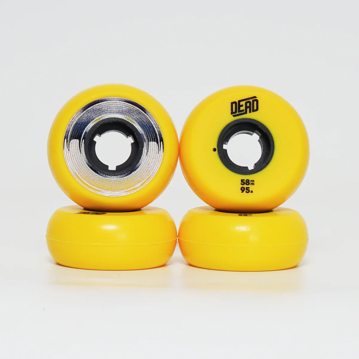Dead 58mm / 95a Yellow Wheels - Silver Ring - Image 3