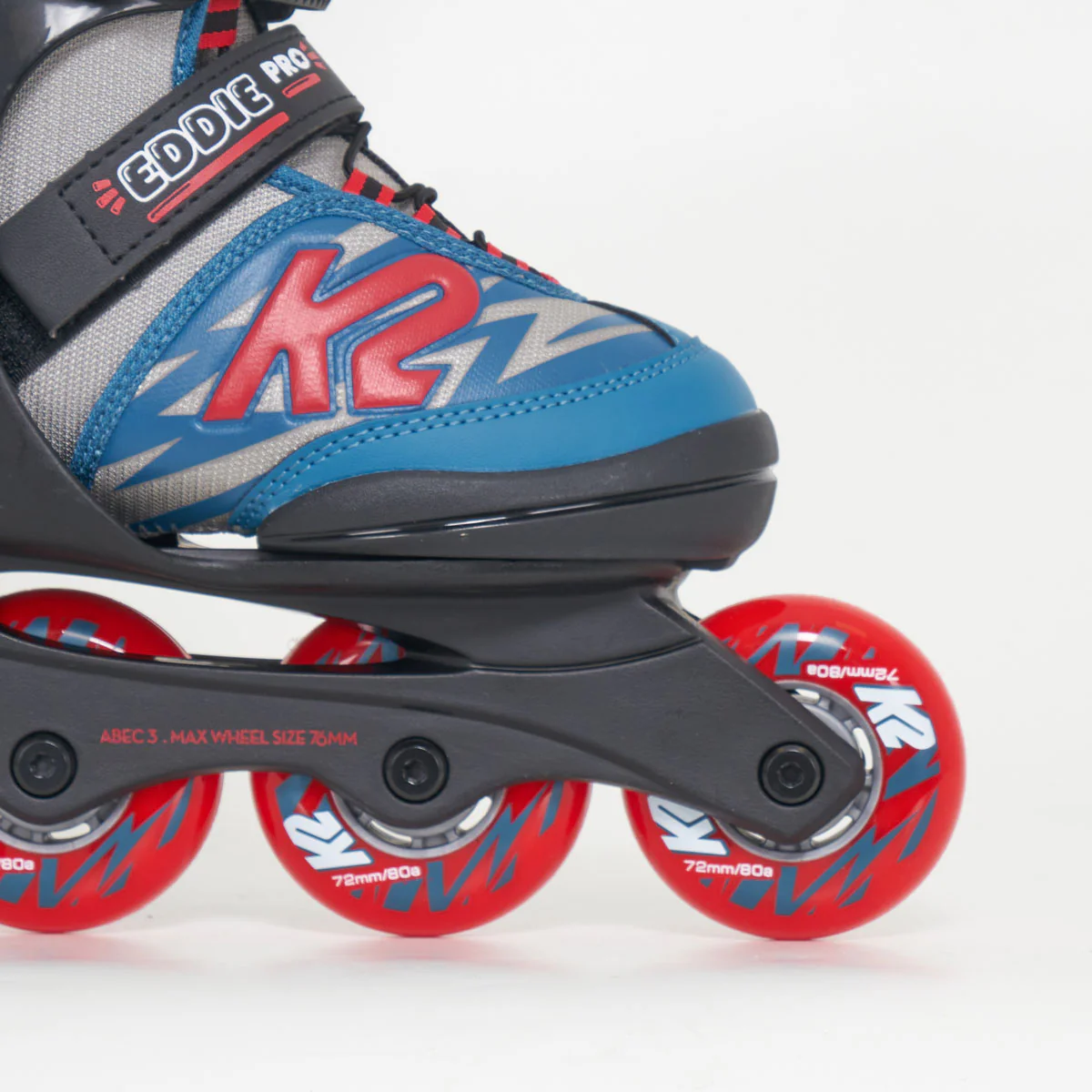 K2 Eddie Pro Adjustable Kids Inline Skates - Unisex (Grey/Blue) - Image 4