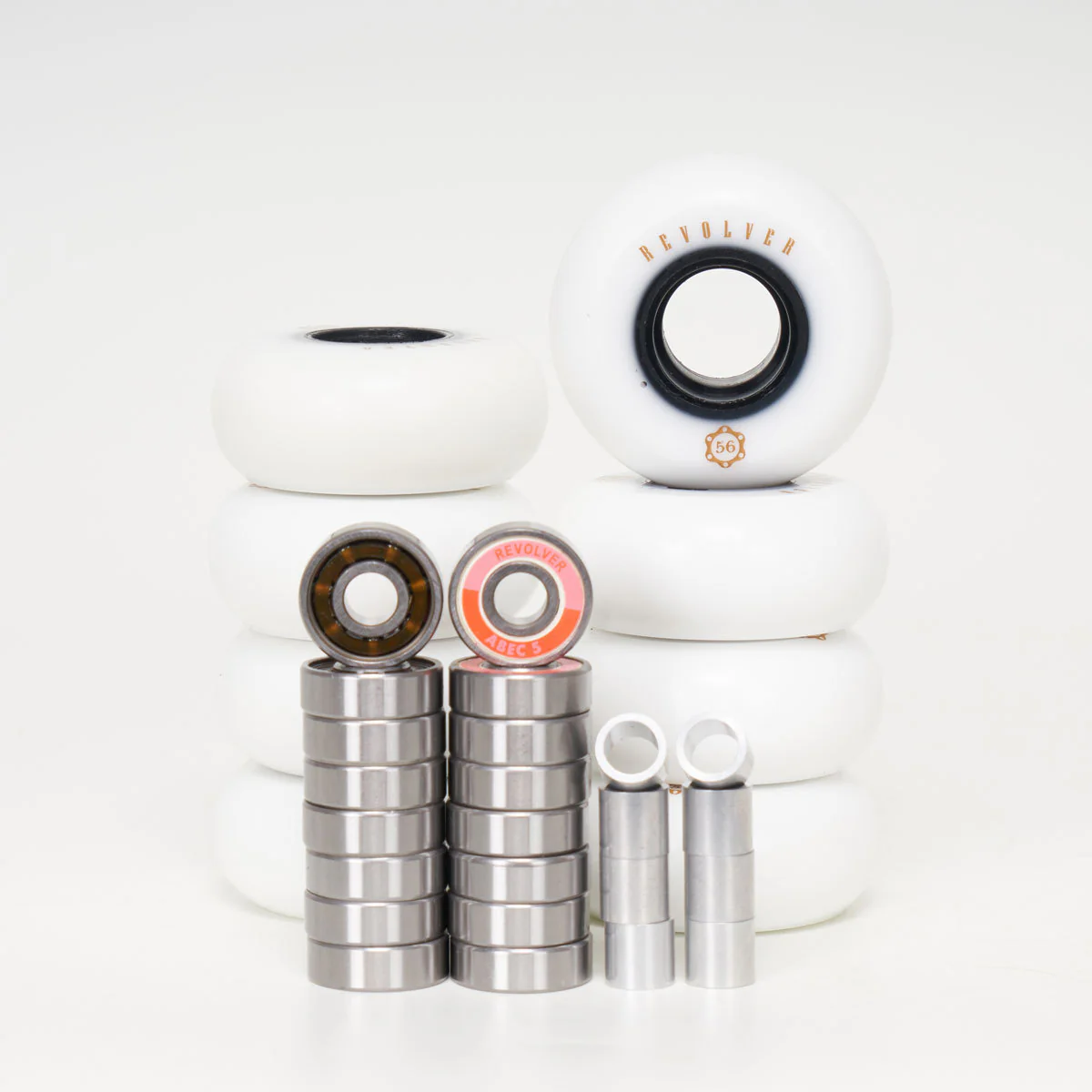 Revolver 56mm - Complete Wheel, Bearing & Spacer Pack (for 8 wheels)