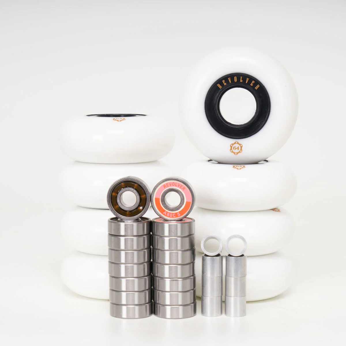Revolver 64mm - Complete Wheel, Bearing & Spacer Pack (for 8 wheels)