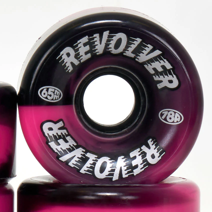 Revolver 65mm All-Surface Roller Skate Wheels - Black & Pink Swirl - Image 2